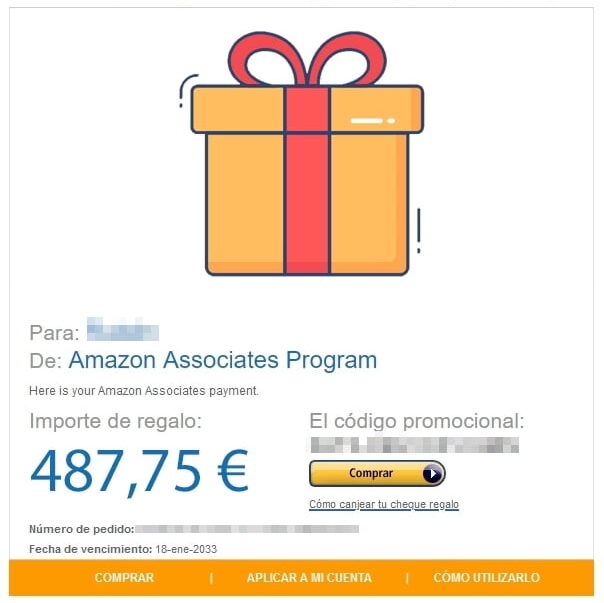 cheque amazon cheque regalo de Amazon Afiliados