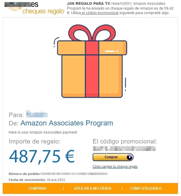 cheque regalo de Amazon Afiliados