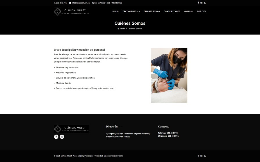 página web de clínica estética ejemplo