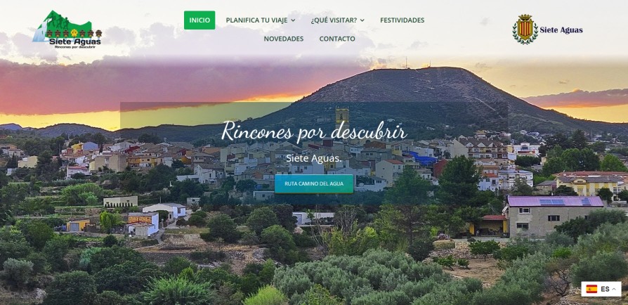 parte superior de una web de turismo