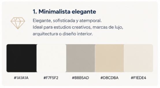 paleta de color minimalista y elegante